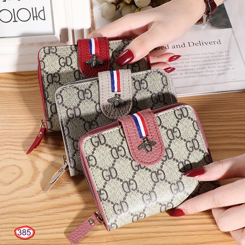 VÍ NỮ MINI NGẮN CẦM TAY CAO CẤP CON ONG 3 SỌC V385 NHIỀU NGĂN CỰC HOT