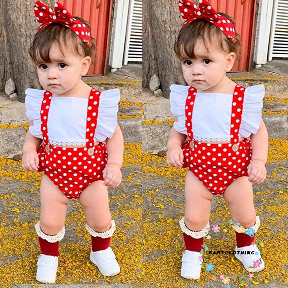 Jumpsuit Hoạ Tiết Chấm Bi Cho Bé Gái