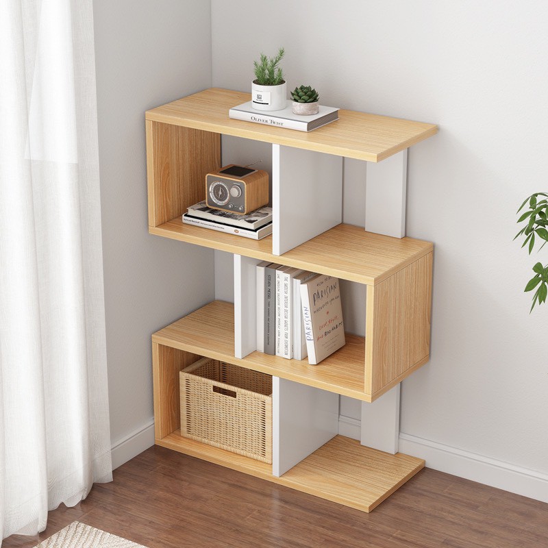 Kệ sách để sàn đa tầng so le gỗ MDF nhập khẩu chống ẩm cao cấp dễ dàng lắp ghép phong cách hiện đại tối giản NADECOR