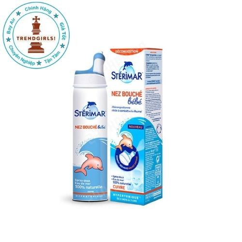 Xịt muối biển cá heo cho bé từ 0-3 tuổi Stérimar, 100ml Pháp