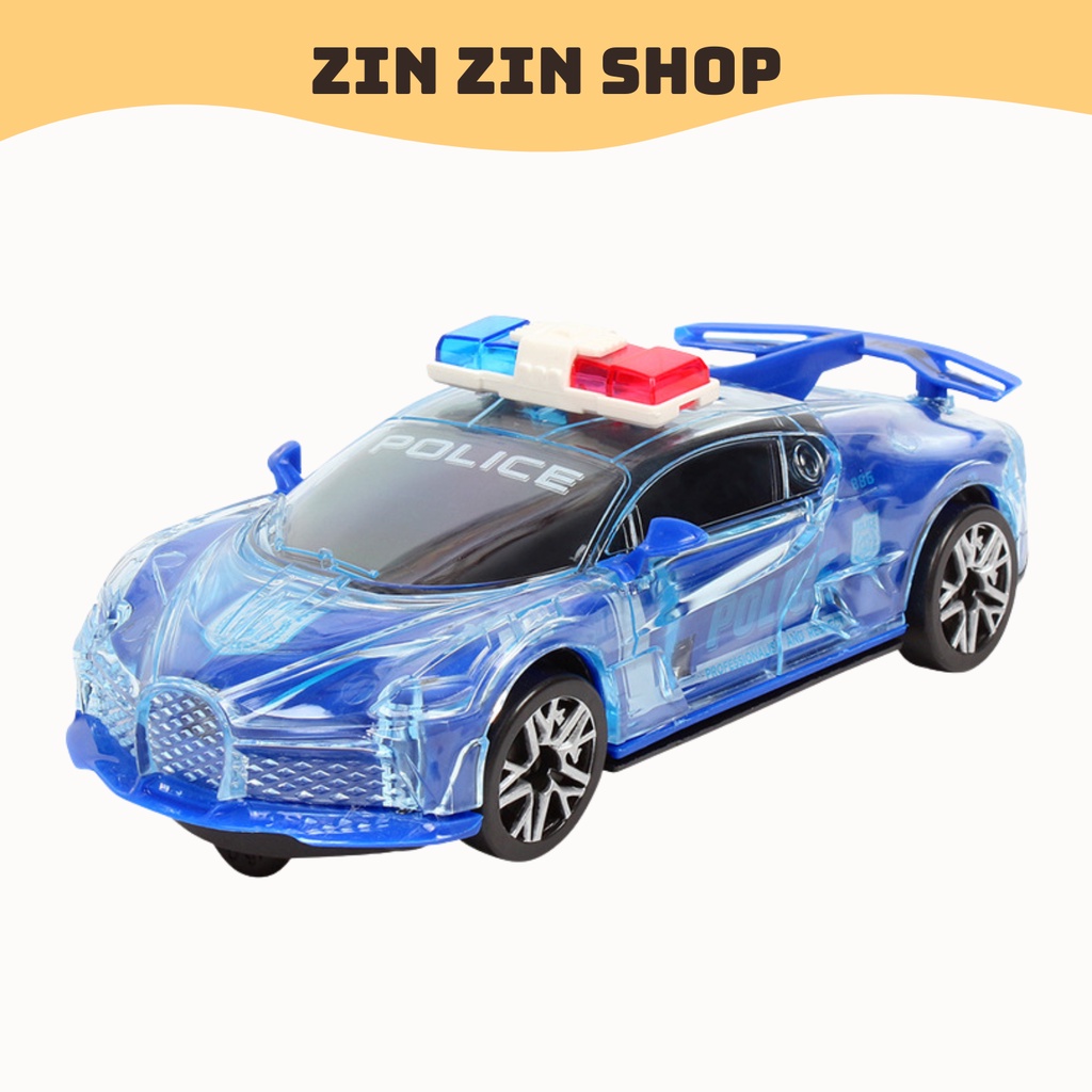 Ô Tô Cảnh Sát Phát Nhạc Phát Sáng, Tránh Vật Cản, Nhựa ABS Siêu Bền, An Toàn