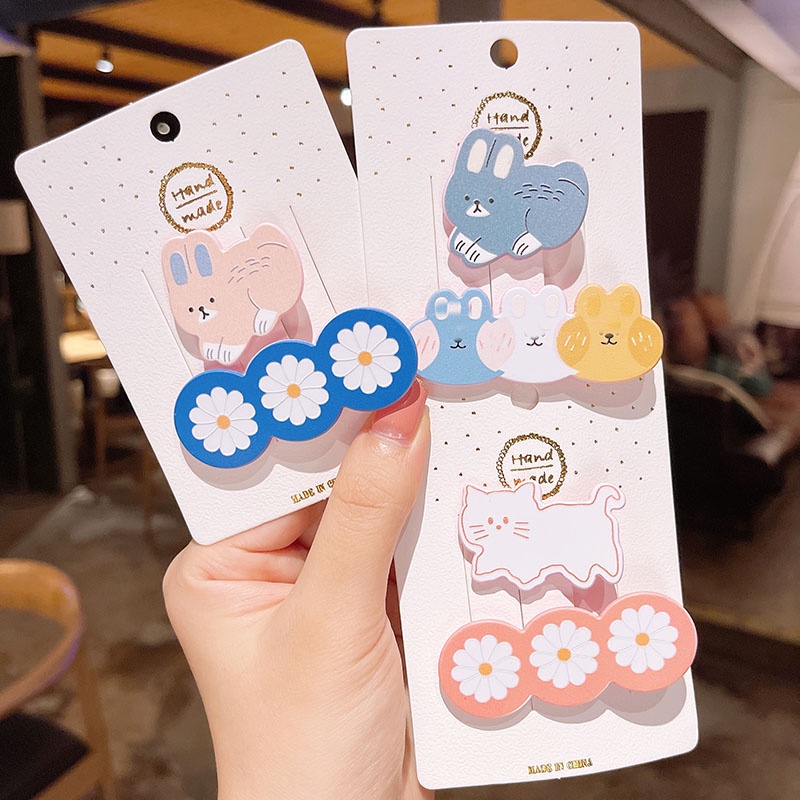 Set 2 Kẹp Tóc Hình Hoa Cúc Nhỏ Dễ Thương Phong Cách Hàn Quốc Cho Bé Gái