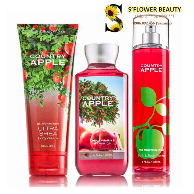 [Auth] Sản Phẩm Tắm Dưỡng Xịt Thơm Toàn Thân Lưu Hương Mịn Da Bath &amp; Body Works - Country Apple