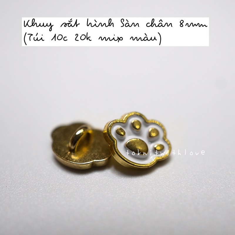 Khuy sắt hình bàn chân size 8mm (1 túi 10c mix màu)