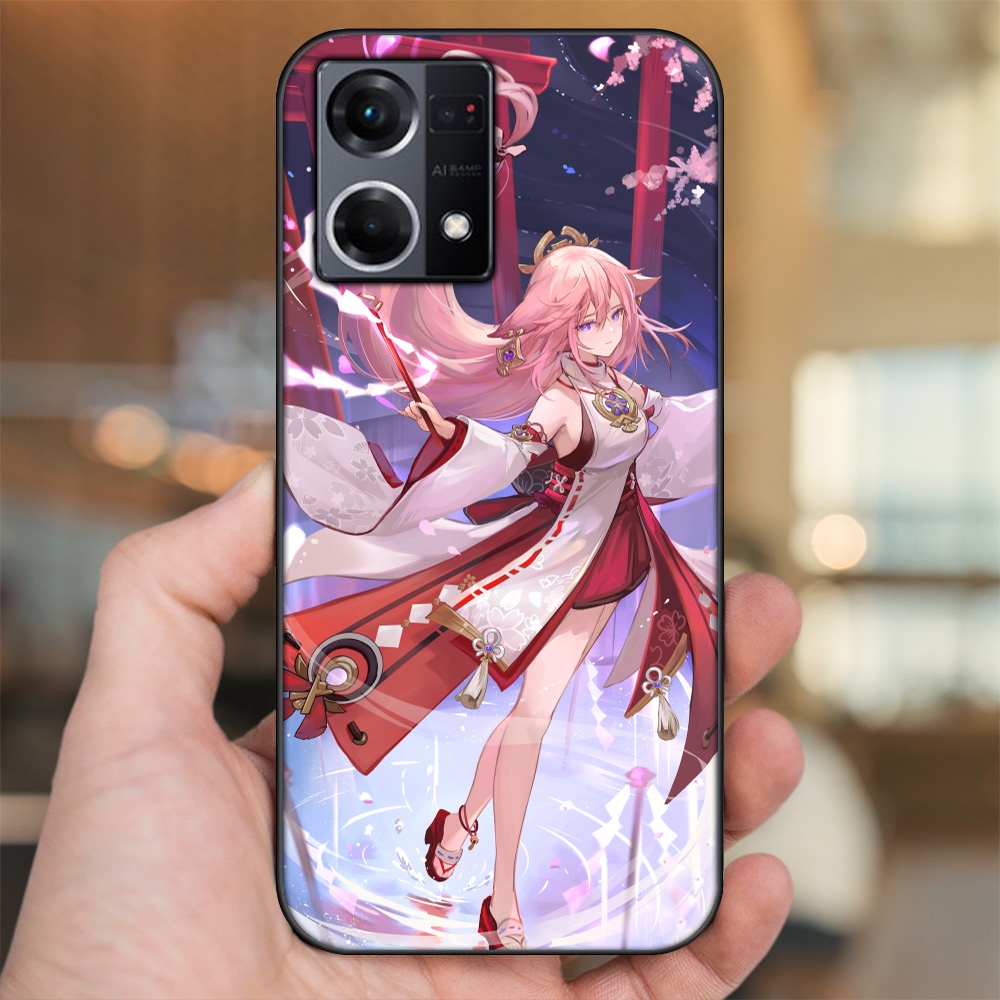 Ốp lưng Oppo Reno 8 4G viền đen in hình Yae Miko Genshin Impact