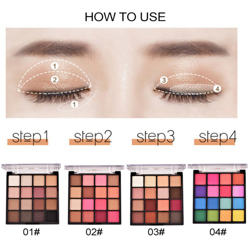 [Hàng mới về] Bảng phấn mắt 16 màu lấp lánh chống thấm nước trang điểm lâu trôi