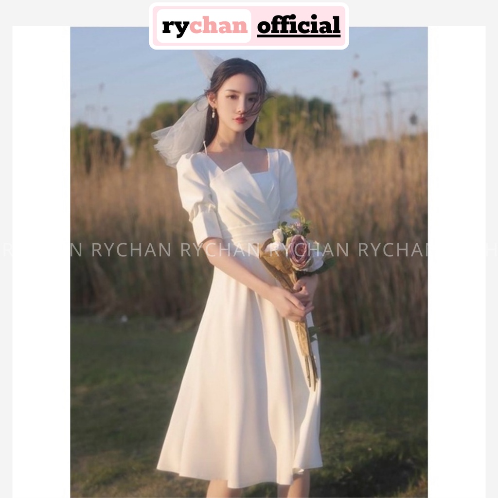 Đầm Nữ Dự Tiệc Dáng Dài Cổ Tầng Tay Bo Thắt Eo Màu Trắng Style Nàng Thơ [ẢNH THẬT CUỐI] - DX9900
