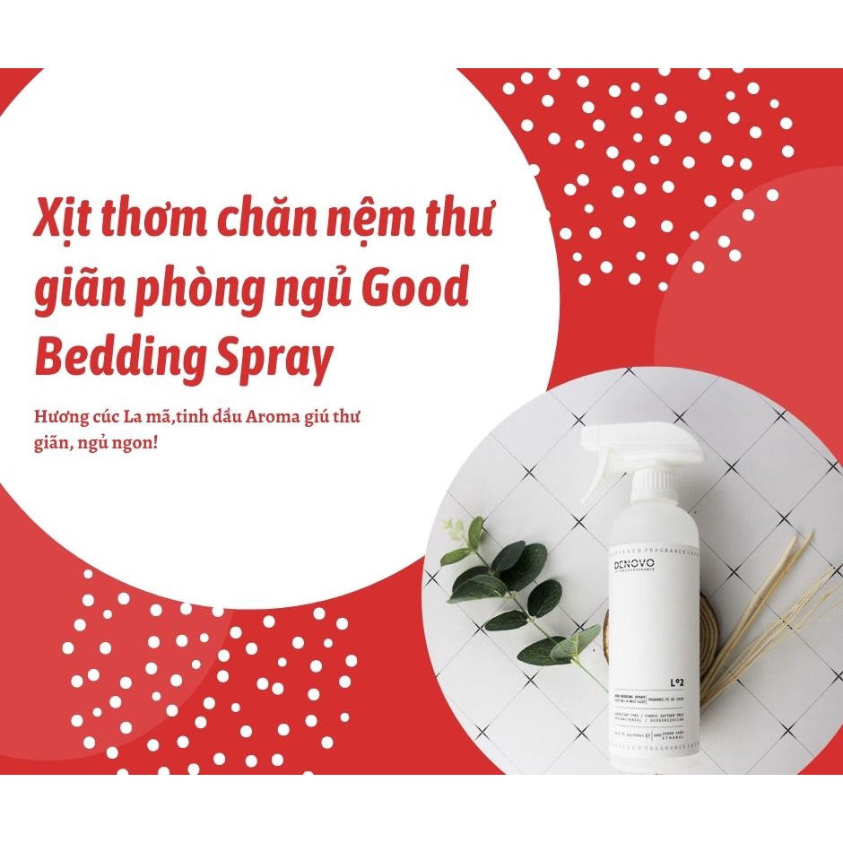 Xịt khử mùi khử trùng kháng khuẩn DENOVO Good Bedding Hàn Quốc 500ML - Xịt khử mùi phòng ngủ, quần áo an toàn cho bé