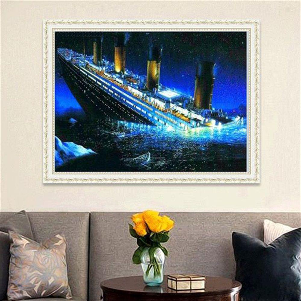 Tranh Đính Đá 5D Tự Làm Hình Tàu Titanic Trang Trí Nhà Cửa