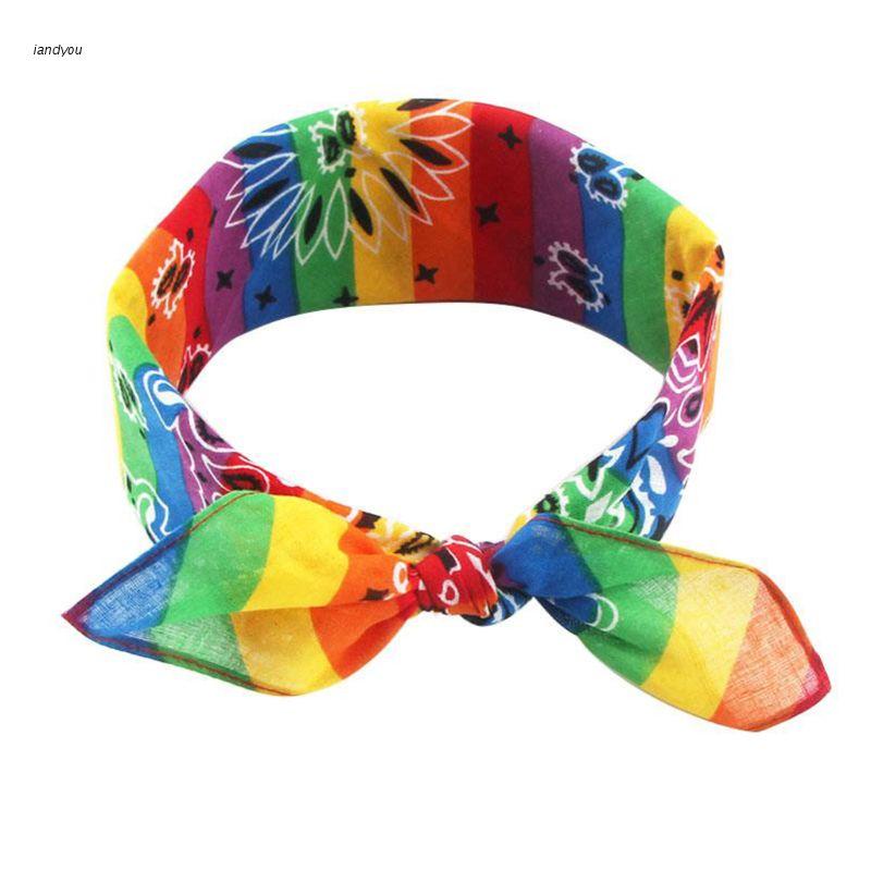 ✿ Khăn Bandana Kẻ Sọc Cầu Vồng Hip Hop
