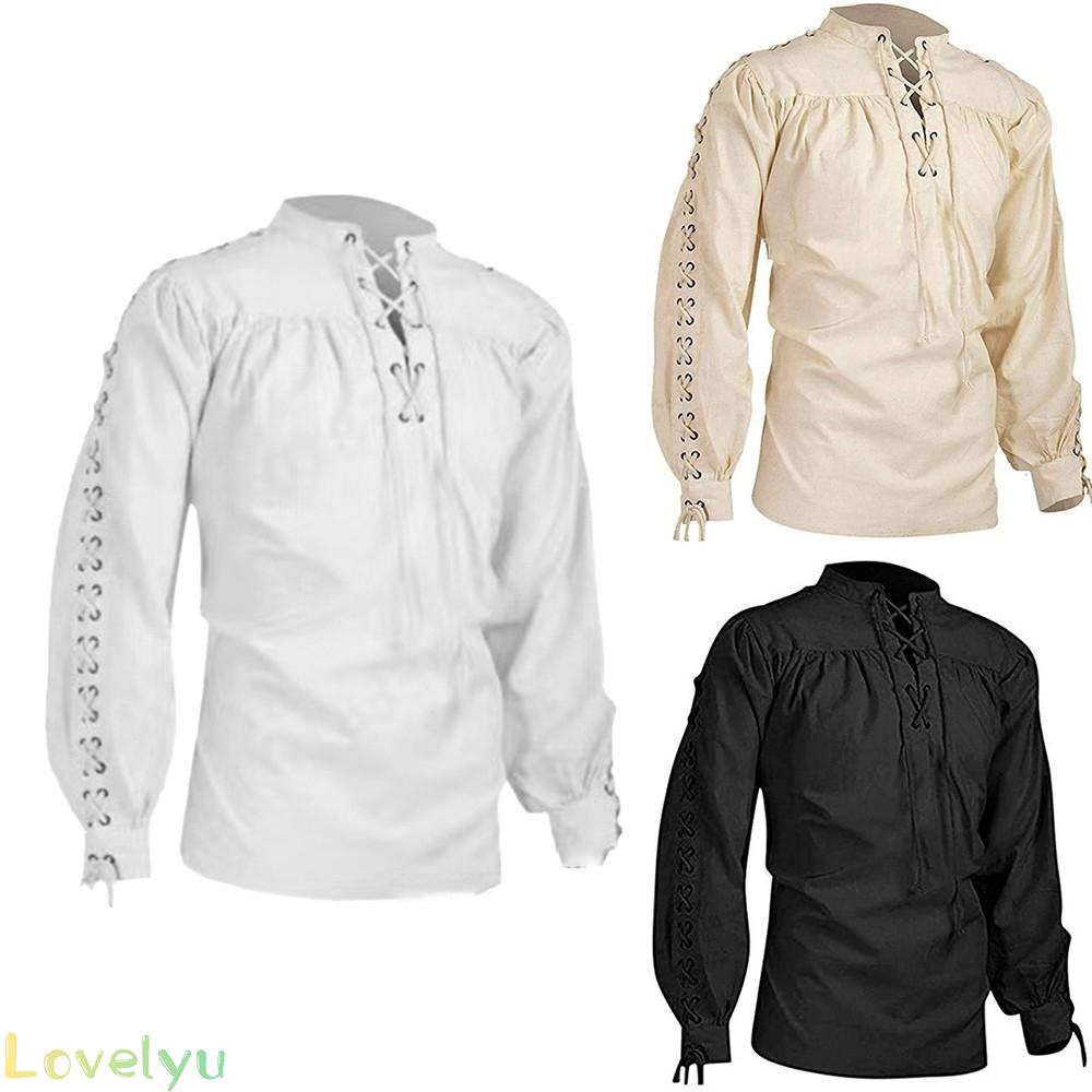【LOVELYU】Áo sơ mi tay dài 100% thời trung cổ phong cách gothic cho nam