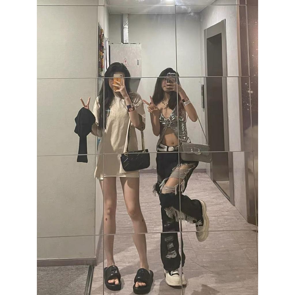 Quần jean rách lưng cao ống rộng cá tính độc đáo Mocho studio