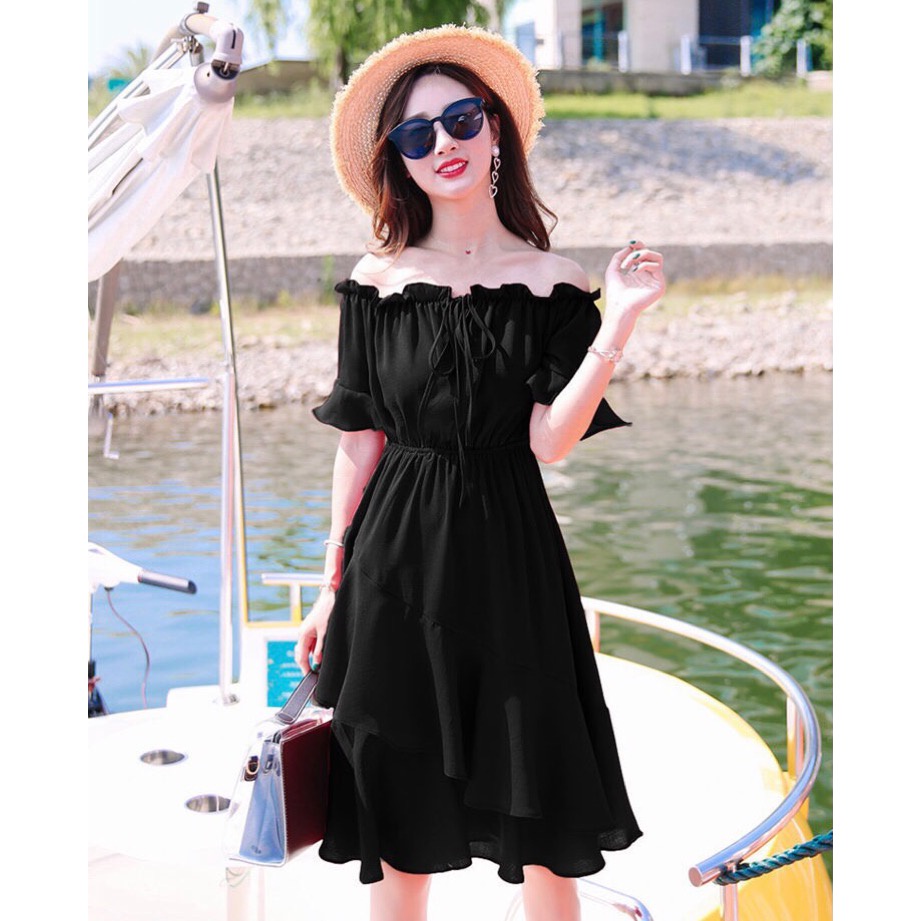 Váy nữ đẹp đầm nữ đẹp váy trễ vai đầm trễ vai dáng xòe V06 | BigBuy360 - bigbuy360.vn