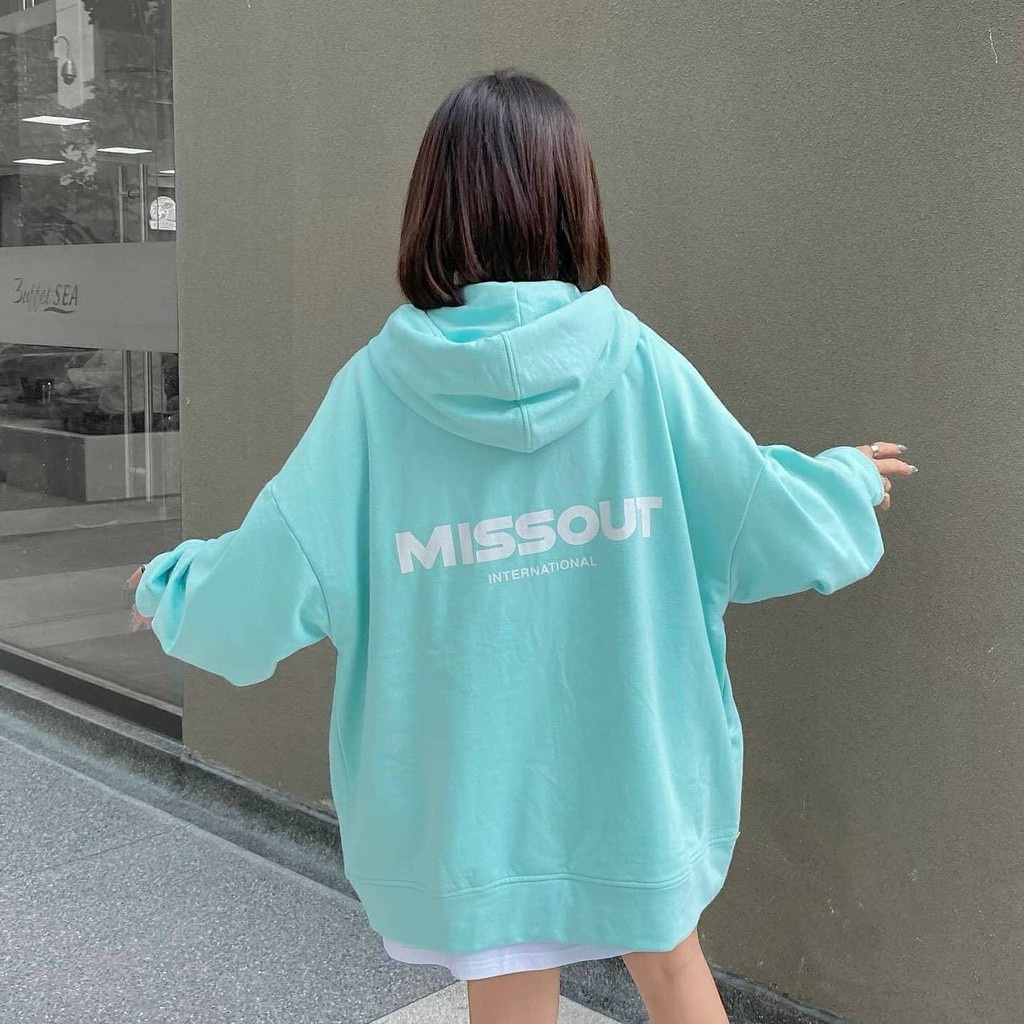 ☎¤ Áo Hoodie Khóa Zip Nỉ Bông in MISSOUT Form Rộng Unisex Nam Nữ Ulzzang