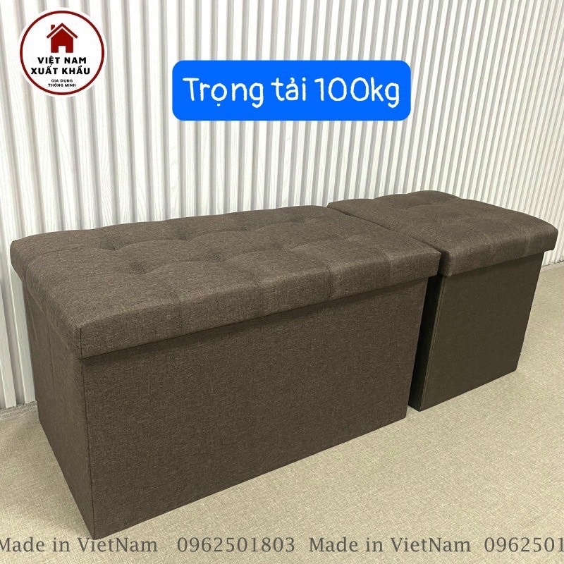 Bộ Combo 2 Ghế Kiêm Thùng Đựng Đồ Size XL 70x39xcao40cm&amp;L 39x39xcao40cm Sang Trọng Chất Vải Oxford 600D
