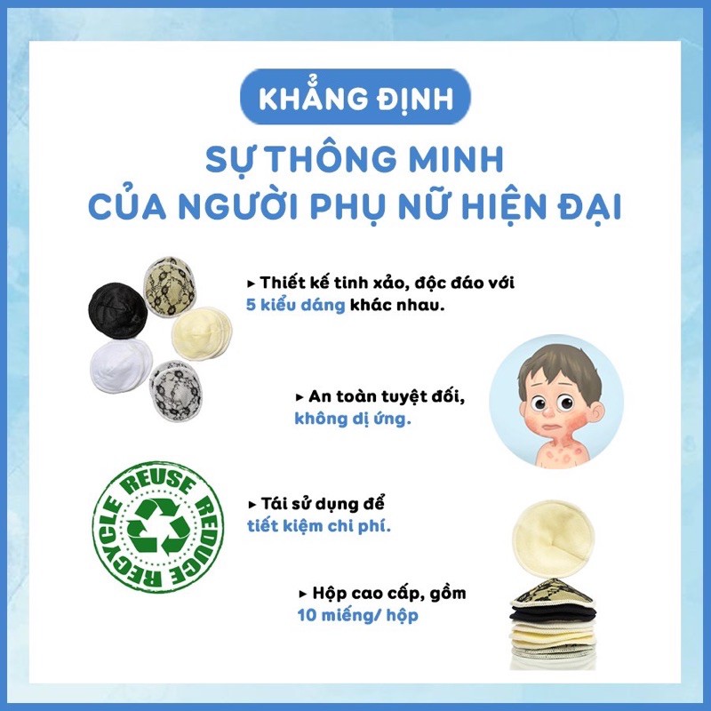 [Organics] Miếng Lót Thấm Sữa Giặt Được NatureBondFREESHIP FDA Hoa Kì Cotton Tre Tự Nhiên