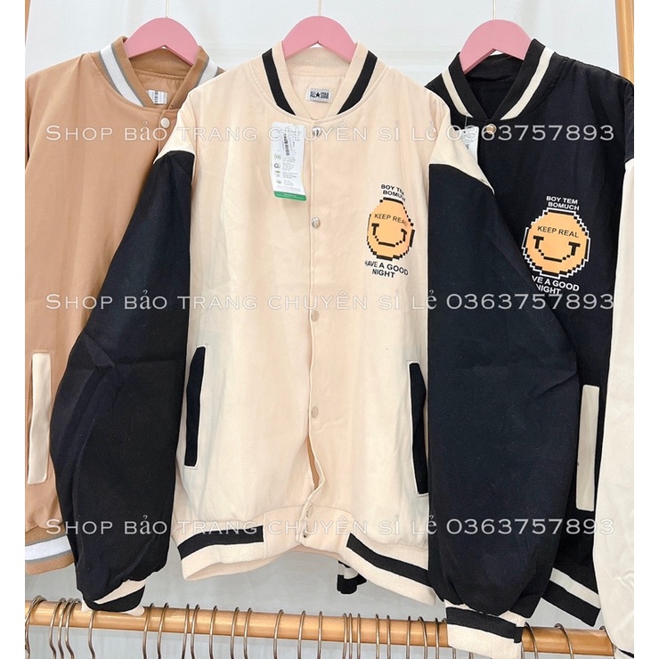 Áo Khoác Bomber Bigsize Form Rộng Nam Nữ Hình Mặt Cười Kiểu Dáng Hàn Quốc Chất Da Lộn Đẹp Unisex