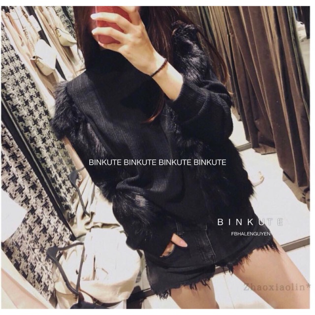 #zara ÁO LEN MIX LÔNG