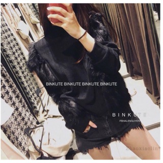 #zara áo len mix lông