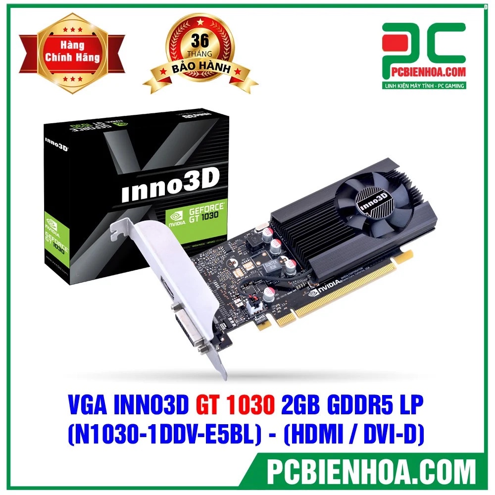 VGA INNO3D GEFORCE GT 1030 2GB GDDR5 LP ( N10301DDVE5BL ) ( HDMI / DVID )