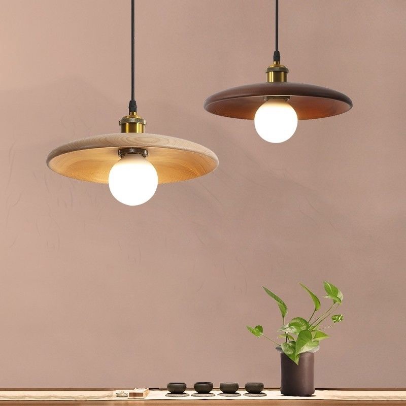 Led phòng khách bắc âu gỗ đèn thả trang trí đèn treo trần bàn ăn đèn chùm giản