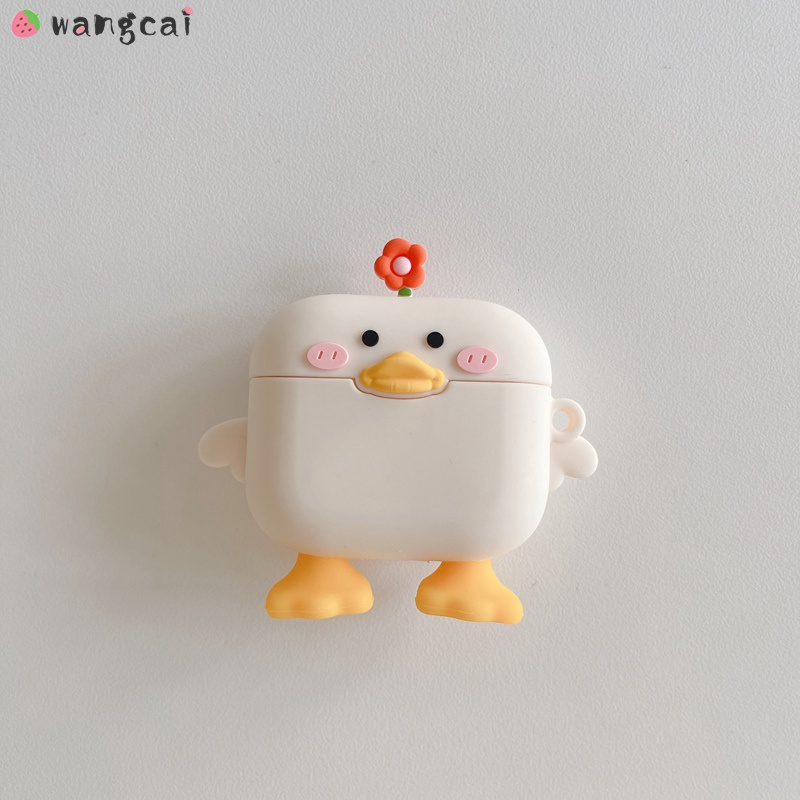 Vỏ Bảo Vệ Hộp Sạc Tai Nghe Airpods 1 2 3 Pro 3 Bluetooth Không Dây Chất Liệu Silicon Mềm Hình Chú Vịt Và Hoa Dễ Thương