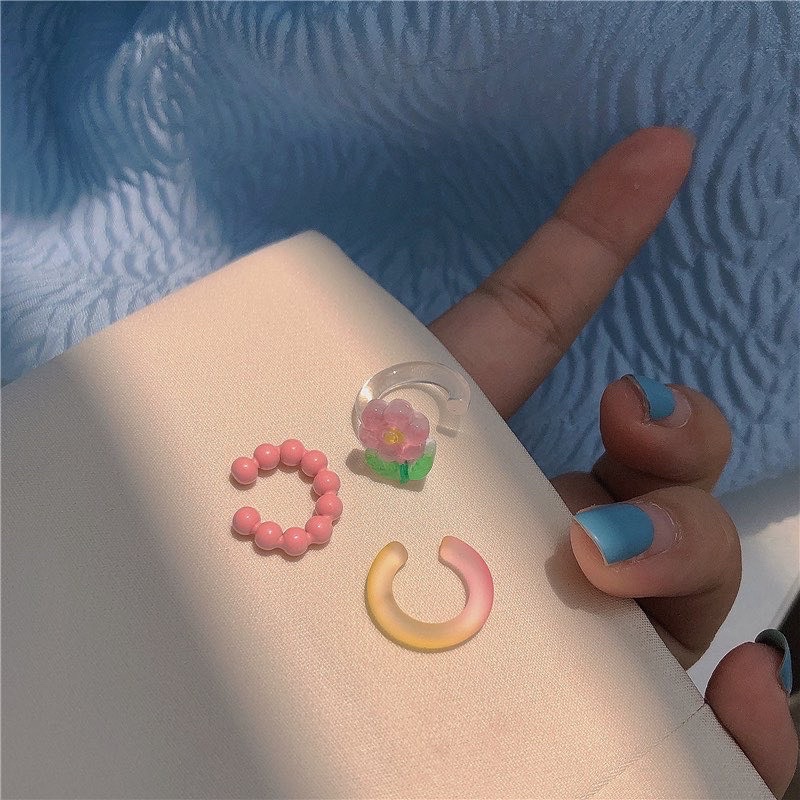 Set Bông Tai Kẹp Hoa Trong - TS1424