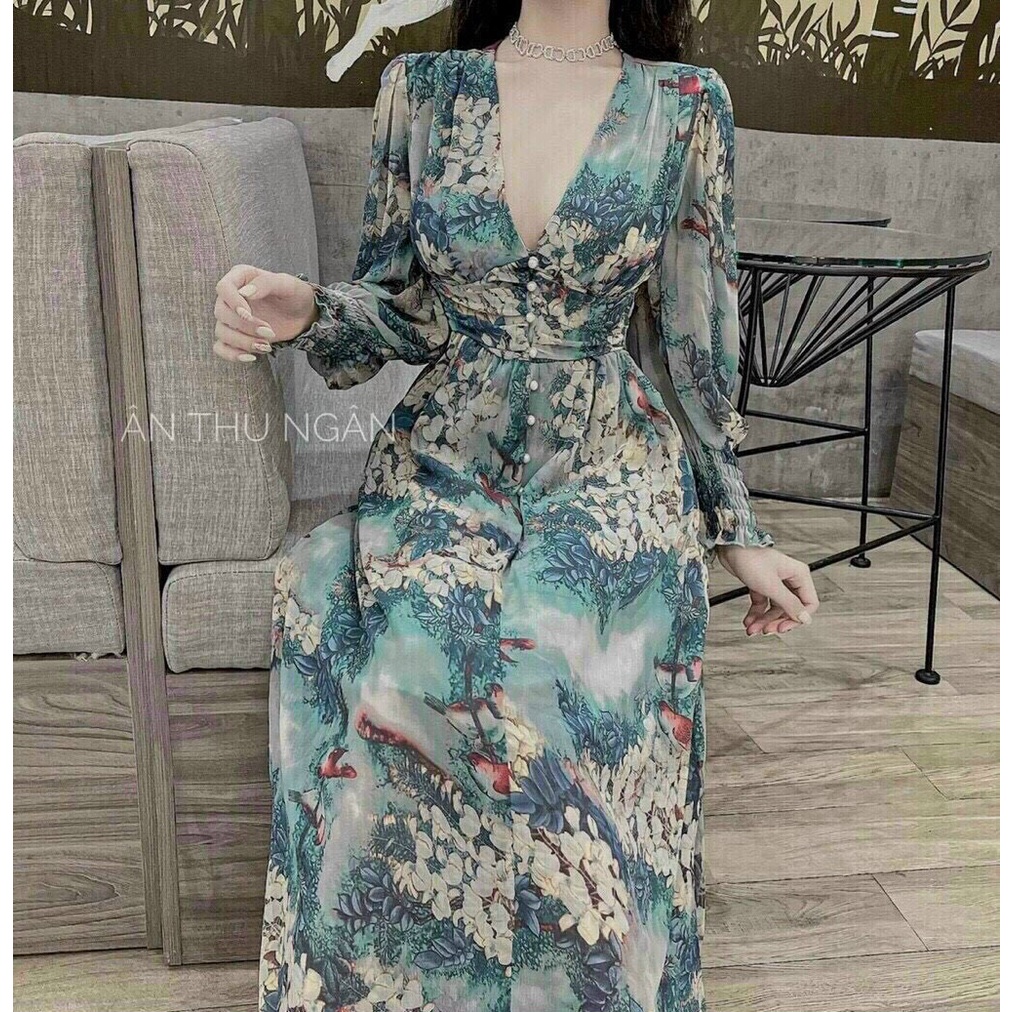 Đầm hoa họa tiết ôm eo dáng xuông, đầm hoa ôm eo tôn dáng