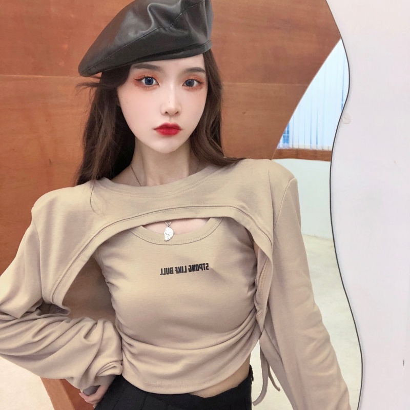 ZHELIHANGFEI Bộ Áo Khoác Dài Tay + Áo Sát Nách + Quần Lưng Cao Thời Trang Quyến