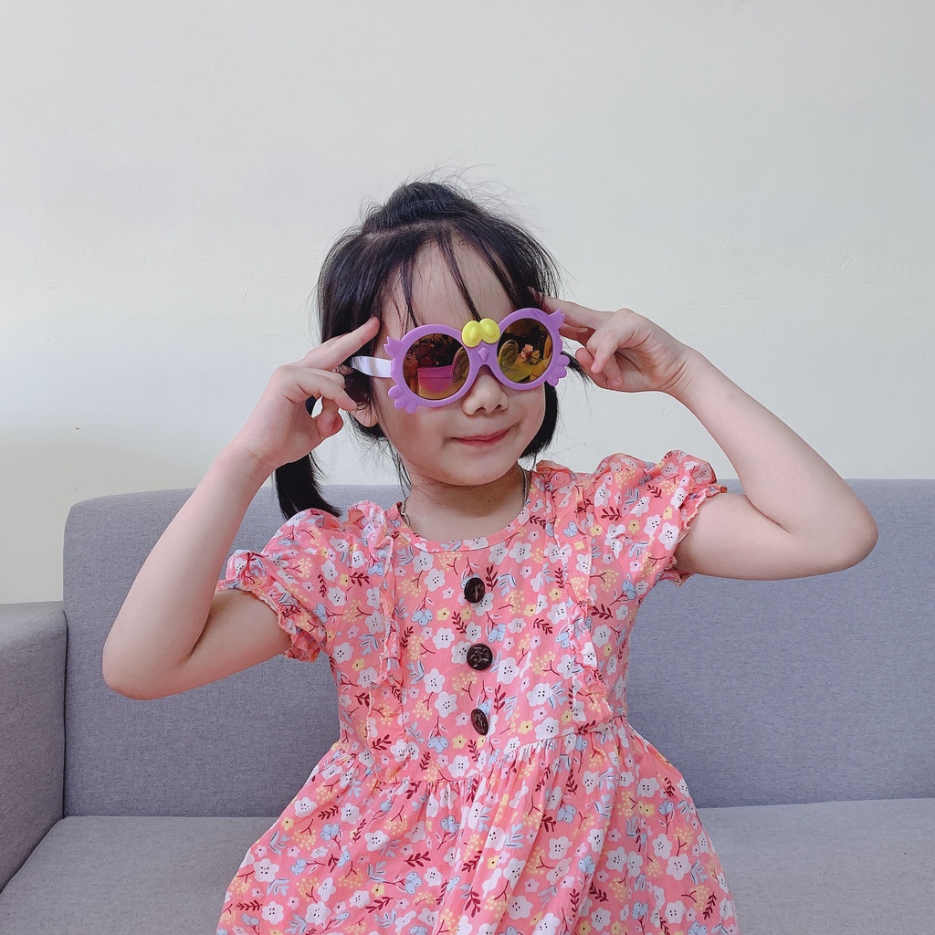 Kính râm tròn nơ xinh cho bé trai bé gái nhiều màu, kính mát cho trẻ em cực đáng yêu chống tia uv400 bảo vệ mắt tối ưu