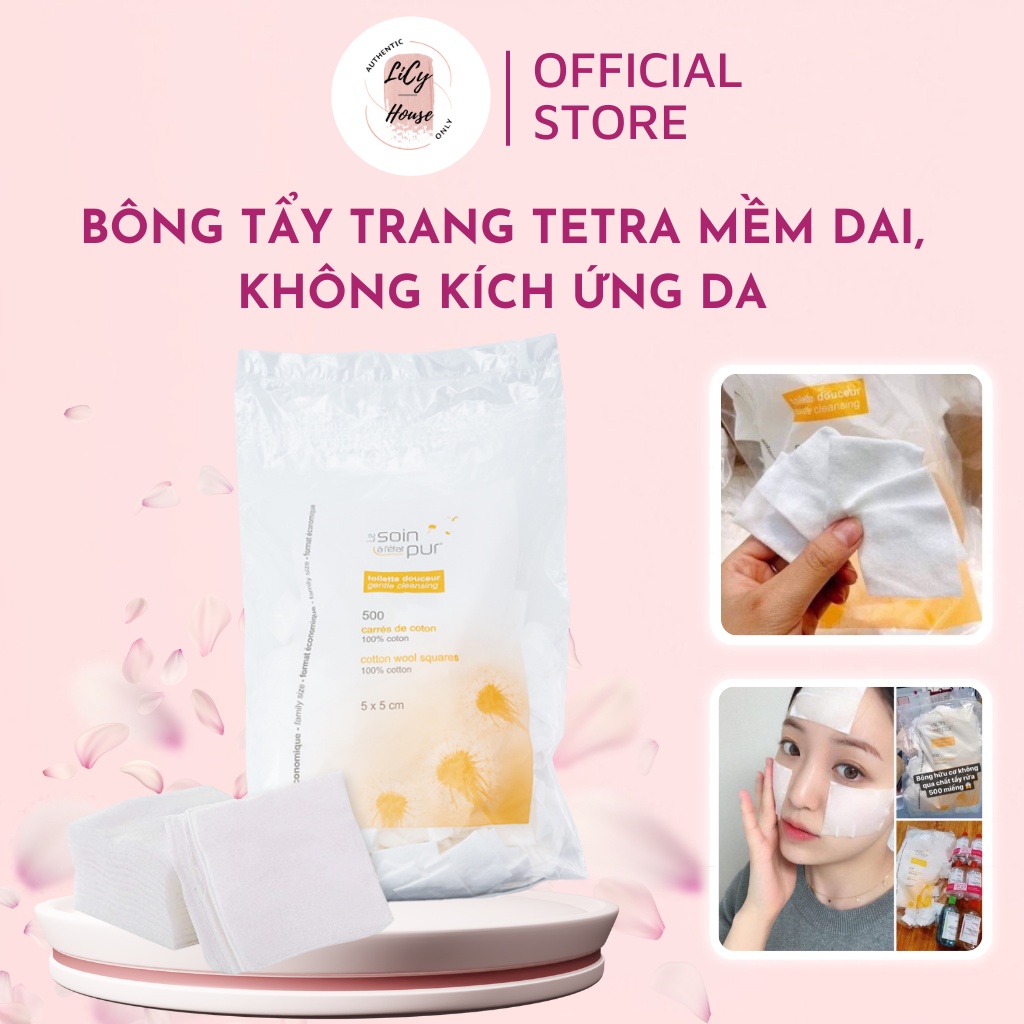 Bông Tẩy Trang Tetra Le Soin Laretat Pur 500 - 600 Miếng Của Pháp - licyhouse