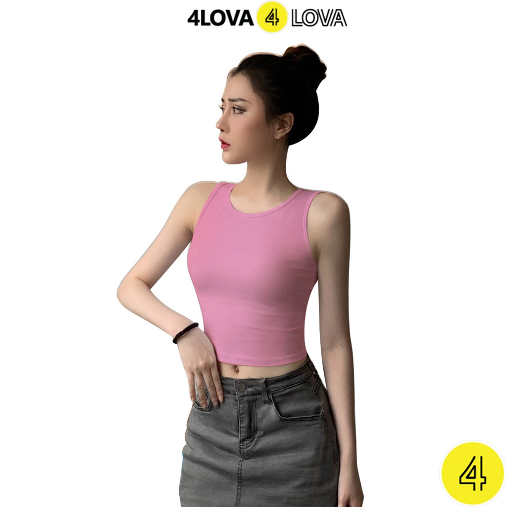 Áo croptop nữ 4LOVA kiểu ôm sát nách chất liệu cotton cao cấp | BigBuy360 - bigbuy360.vn