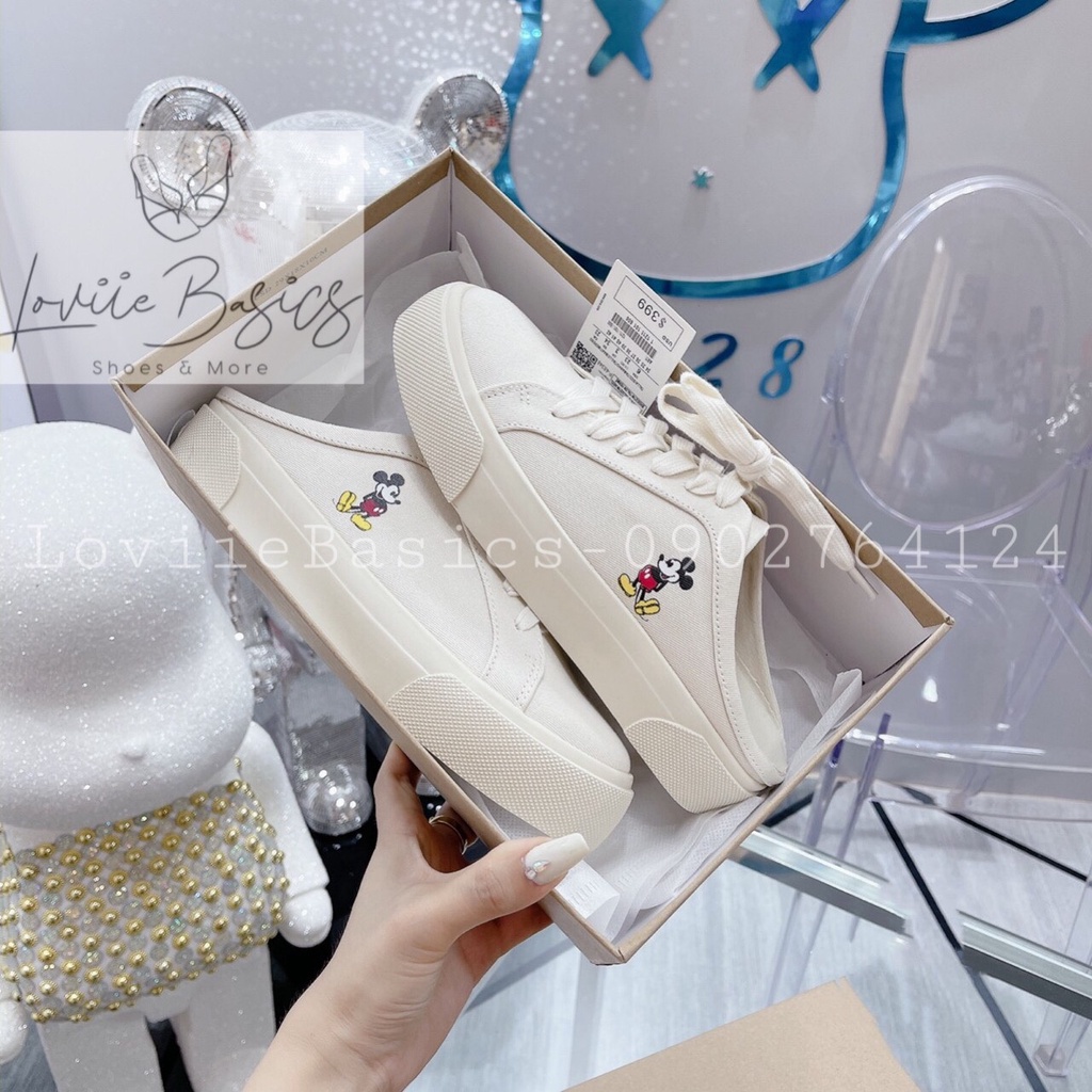 GIÀY SỤC LOVIIE BASICS - GIÀY THỂ THAO ĐẠP GÓT CHUỘT MICKEY - SỤC BATA NỮ THỜI TRANG 2CM B220102