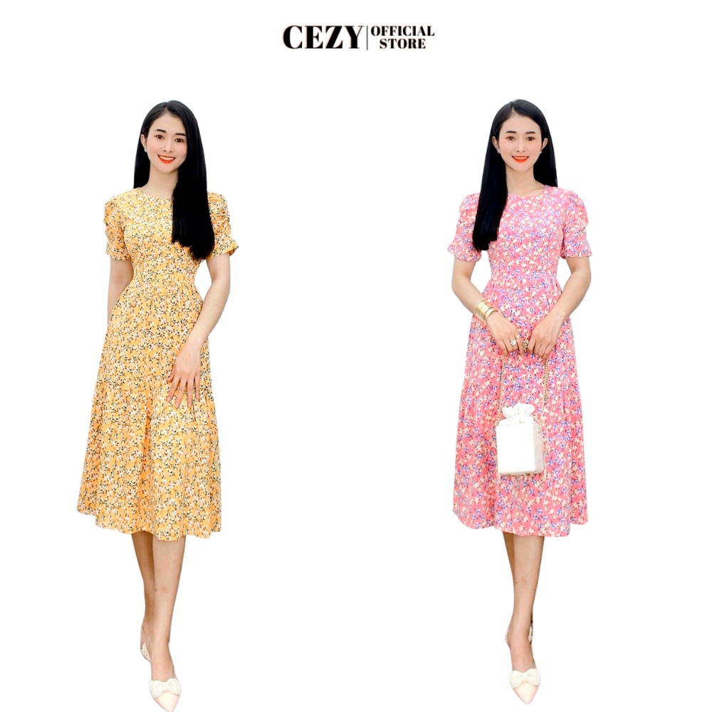 Đầm xòe hoa cổ tròn tay phồng có size bigsize CEZY D63 | BigBuy360 - bigbuy360.vn