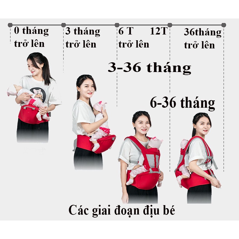 [Được chọn màu] Địu em bé có bệ ngồi chống gù lưng cho bé, đai địu mềm mại hoáng khí thích hợp với thời tiết mùa hè