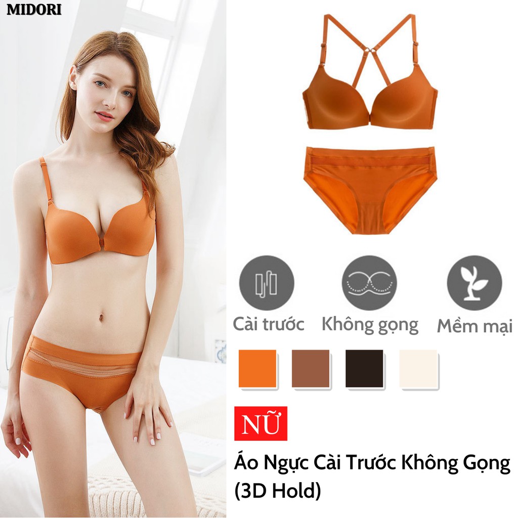 Áo lót nữ cài trước không gọng nâng ngực MIDORI Áo ngực nữ cài trước mềm mại thoáng mát tạo khe tôn vòng 1 gợi cảm ACT01 | BigBuy360 - bigbuy360.vn