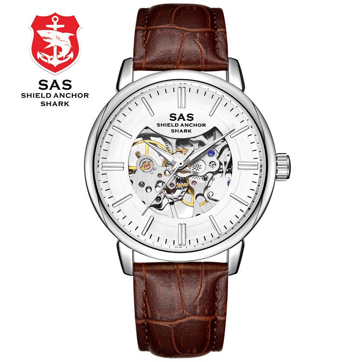 Đồng hồ cơ lộ máy nam SAS-123 dây da cao cấp