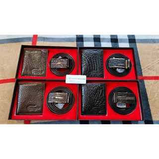 Set dây lưng ví da cá sấu full box xịn