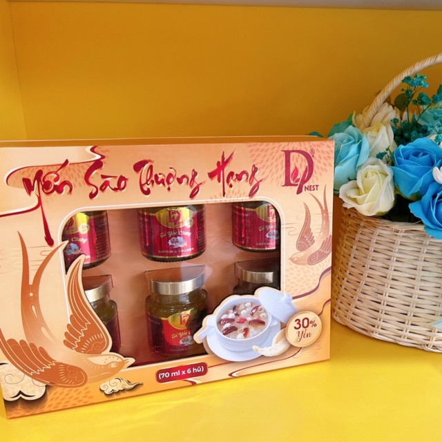 Lốc 6 hủ tổ yến chưng sẵn SAFFRON &amp; COLLAGEN thơm ngon bổ dưỡng ( 30% yến ) - D7 quà biếu mọi nơi