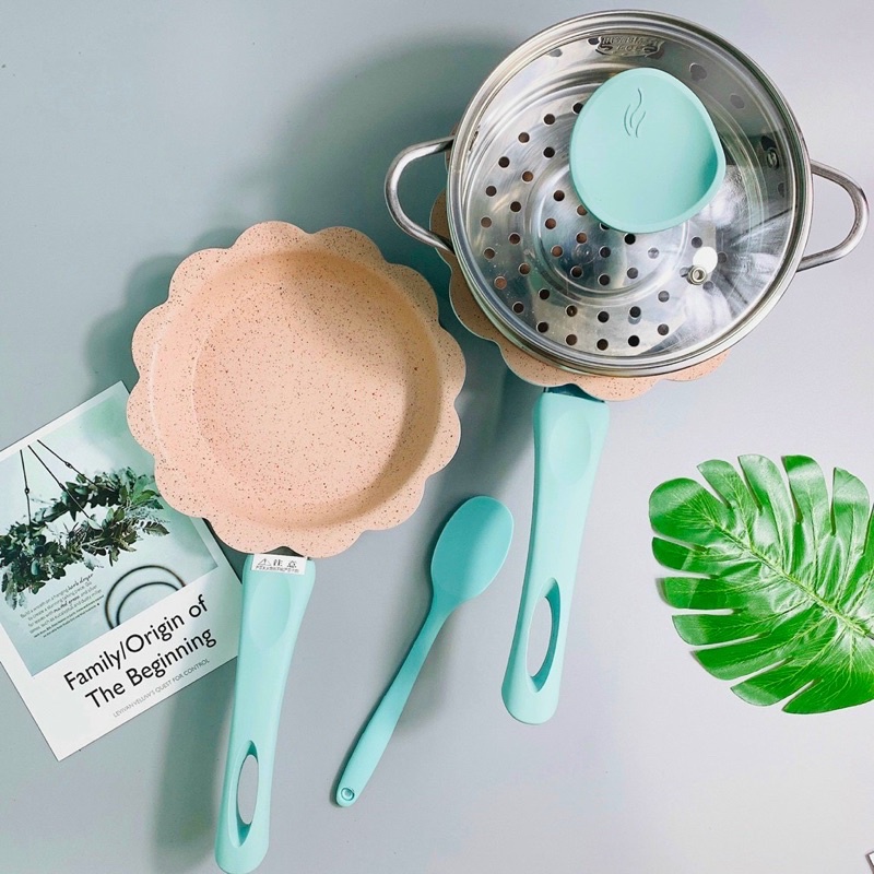 BỘ CHẢO NỒI ĐÁ HOA 16CM LOẠI 1