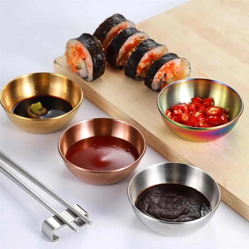 [Mới] Đĩa Đựng Nước Sốt / Gia Vị Nhỏ Hình Tròn Bằng Thép Không Gỉ Màu Vàng Kim Dành Cho Nhà Bếp
