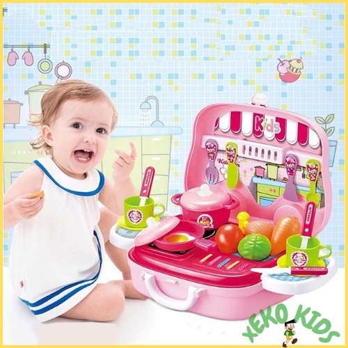 Bộ đồ chơi nấu ăn nhà bếp hình valy cao cấp lịch sự cho bé gái 2 3 4 5 6 7 8 tuổi. Đồ chơi nhập vai cho trẻ em XEKO39