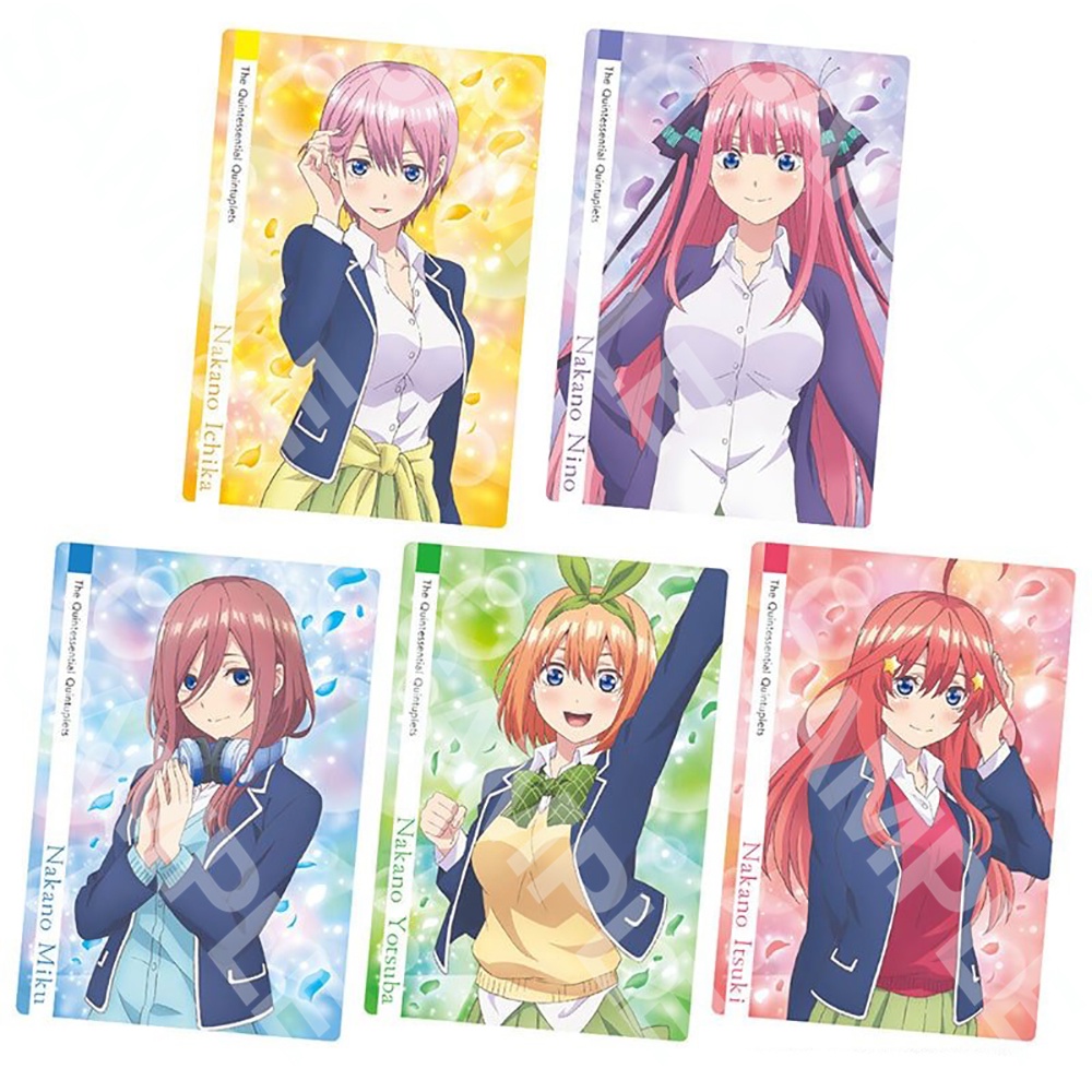 Ảnh card bo góc in hình Gotoubun No Hanayome ver ĐỒNG PHỤC HỌC SINH anime Nhà Có 5 Nàng Dâu thẻ bo viền 5*8cm