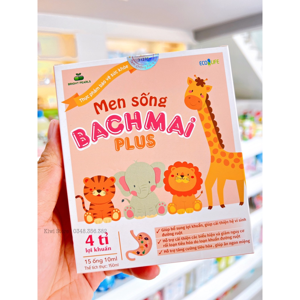 Men sống Bạch Mai Plus chứa chất xơ và 4 tỷ lợi khuẩn giúp bé hết táo bón , rối loạn tiêu hóa , biếng ăn (hộp 15 ống)