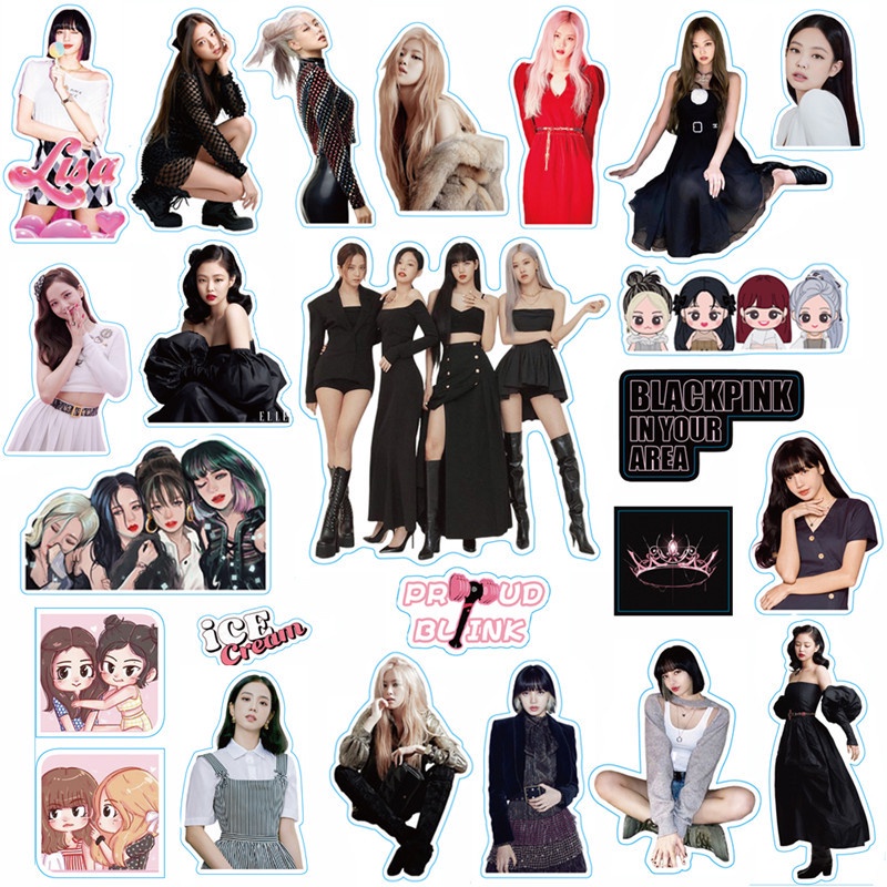 Set 100 Miếng Dán Trang Trí Hình Nhóm Nhạc Kpop Blackpink Đẹp Mắt