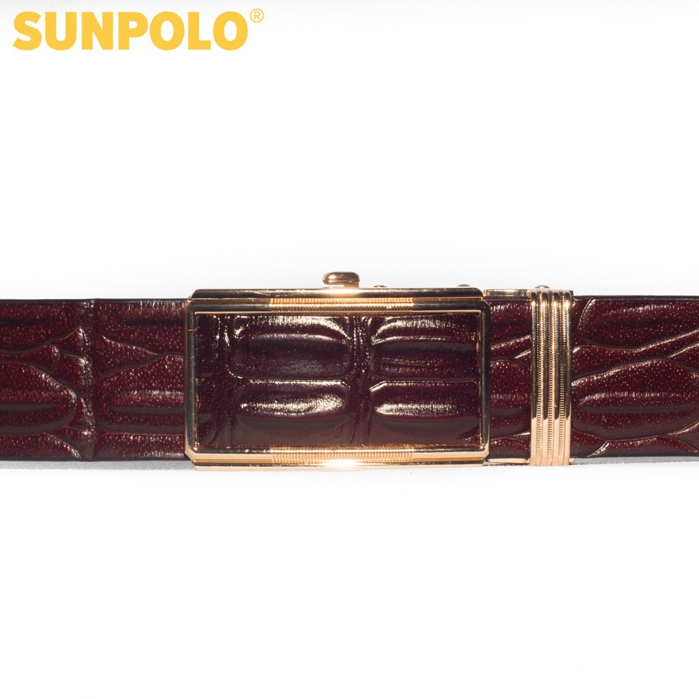 Dây nịt nam da bò SUNPOLO Đen Nâu - BSAL02