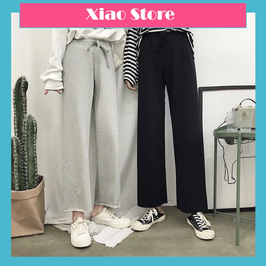 Quần nỉ ống rộng suông nam nữ xiao chất đẹp - Quần Nỉ Thun Ống Rộng IRU Nam Nữ Unisex ( Hình Thật + 2 màu )