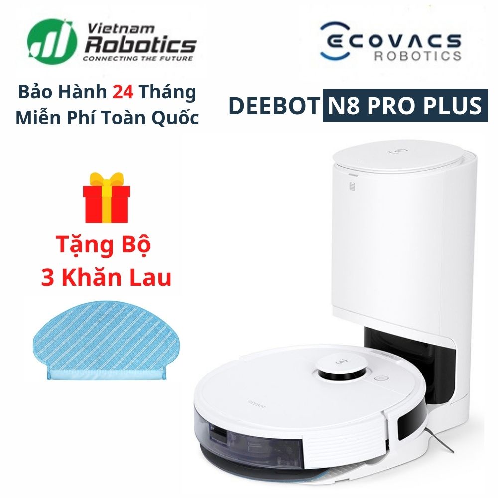 Robot Hút Bụi Lau Nhà Ecovacs Deebot OZMO N8 Pro Plus - Dock Hút Rác Tự Động - Lực Hút 2600Pa - Quốc Tế - BH 24 tháng