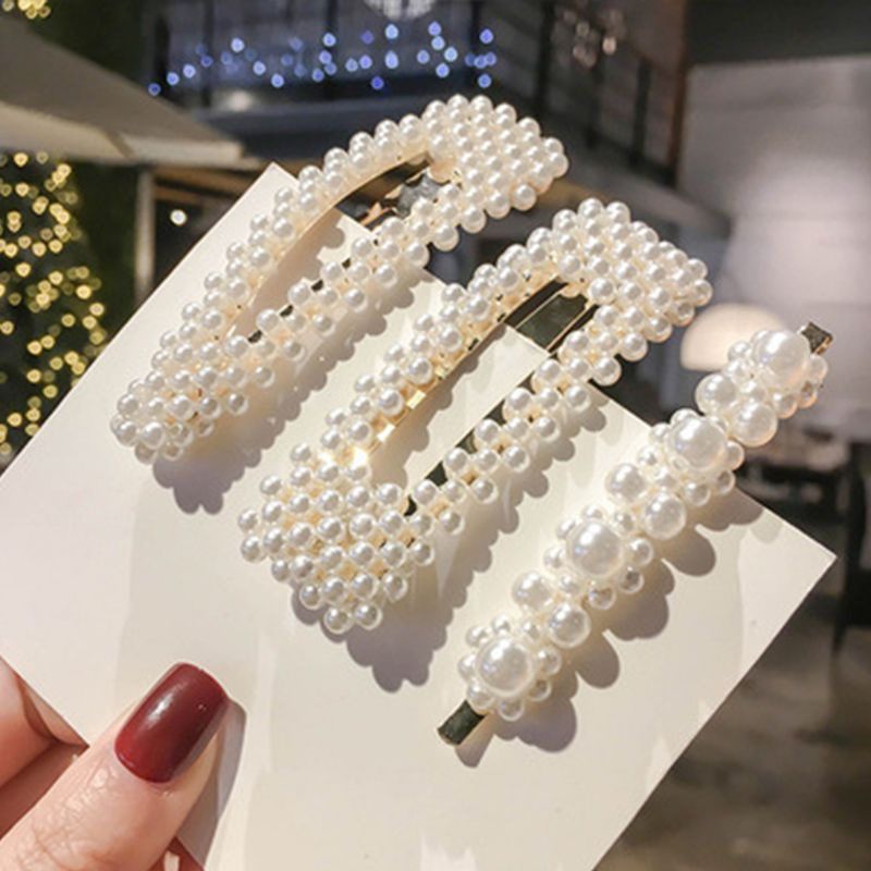 Set 3 Kẹp Tóc Kim Loại Phong Cách Hàn Quốc Sang Trọng Cho Nữ