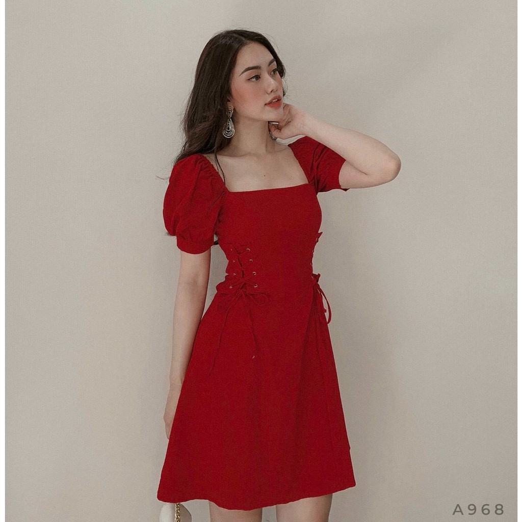 ĐẦM NỮ XOÈ TAY PHỒNG NHẸ RÚT DÂY EO 2 BÊN SIÊU XINH